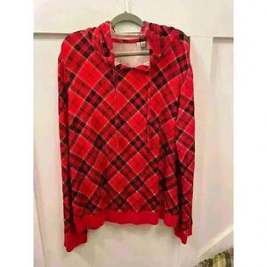 Cato Plus Christmas Plaid Lightweight Hooded Tunic, 22/24W